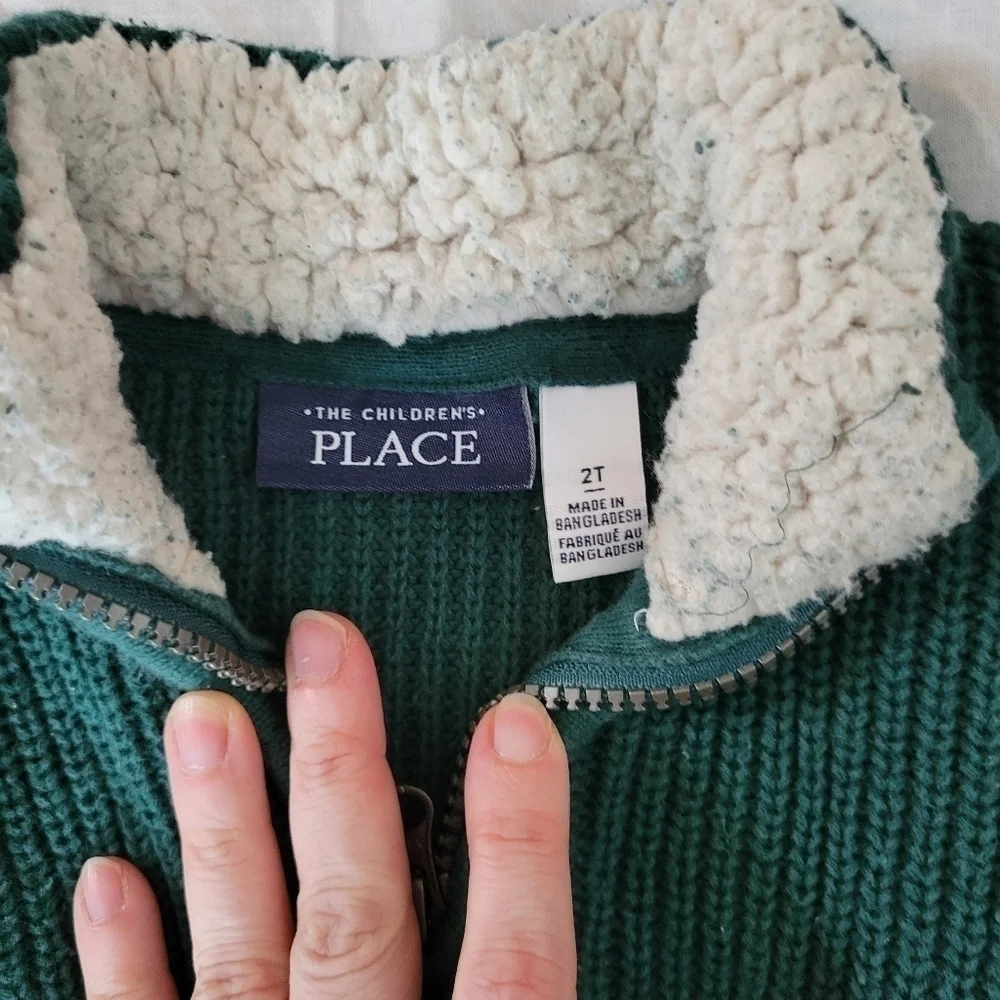 The Children's Place green 1/4 zip cable knit pullover sweater 2T